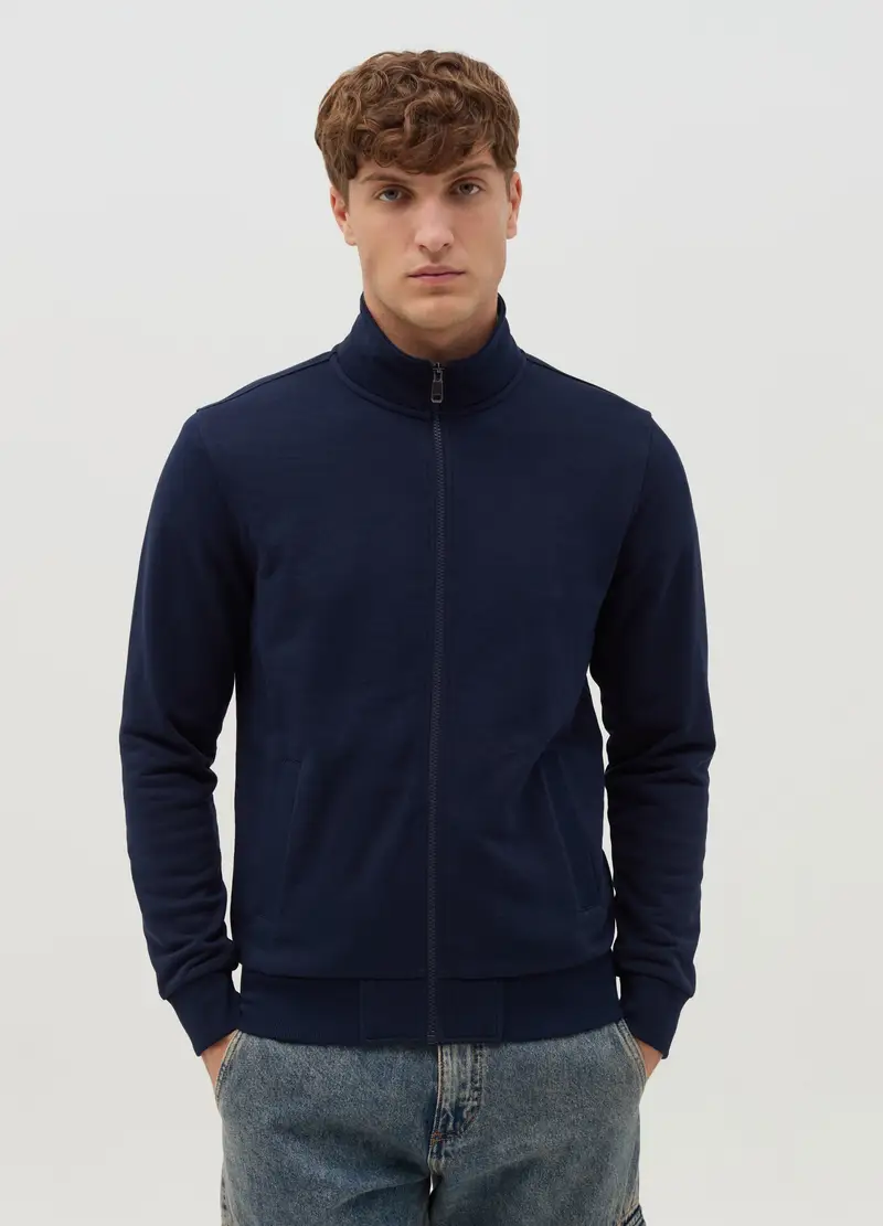 Full-zip In French Terry A Collo Alto, Uomo, Blu miniatura 2