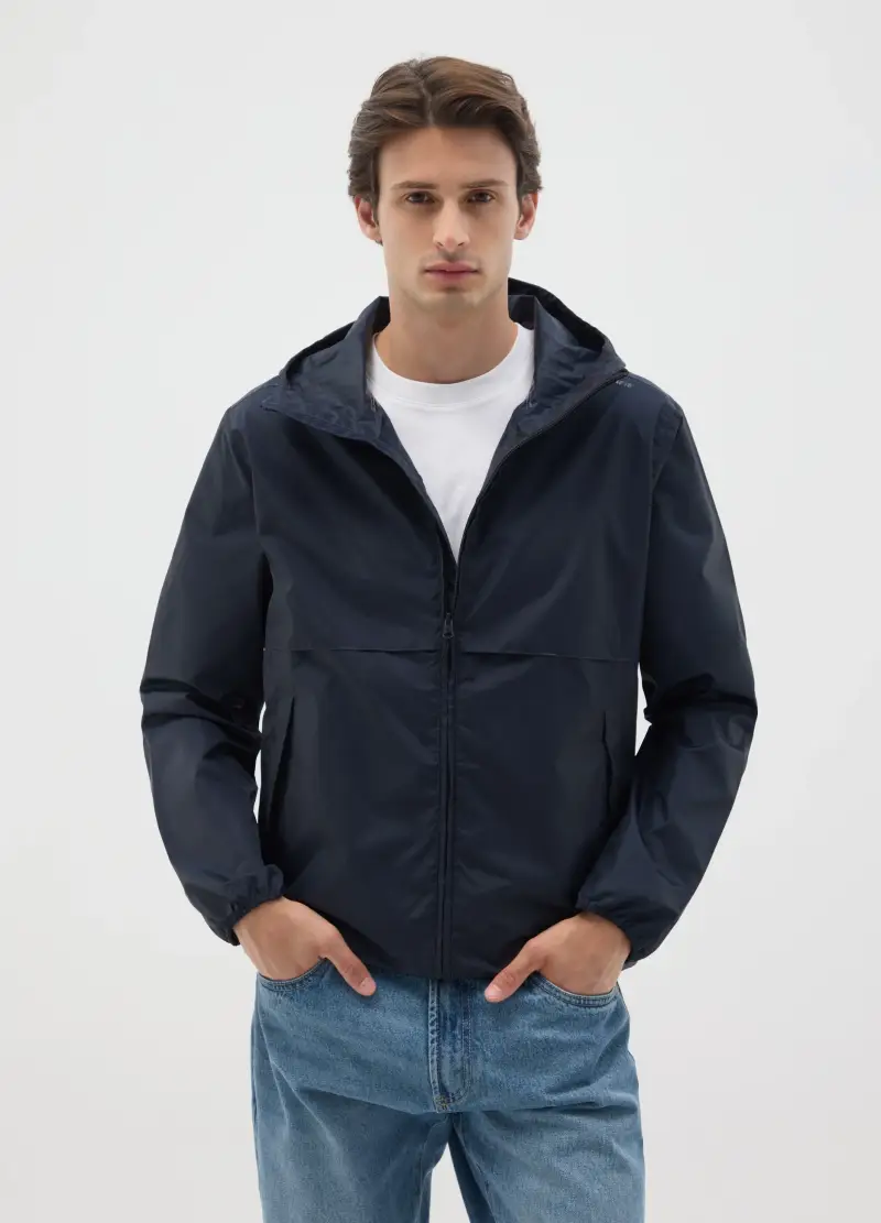 Giacca A Vento Da Uomo In Blu, Blu miniatura 2