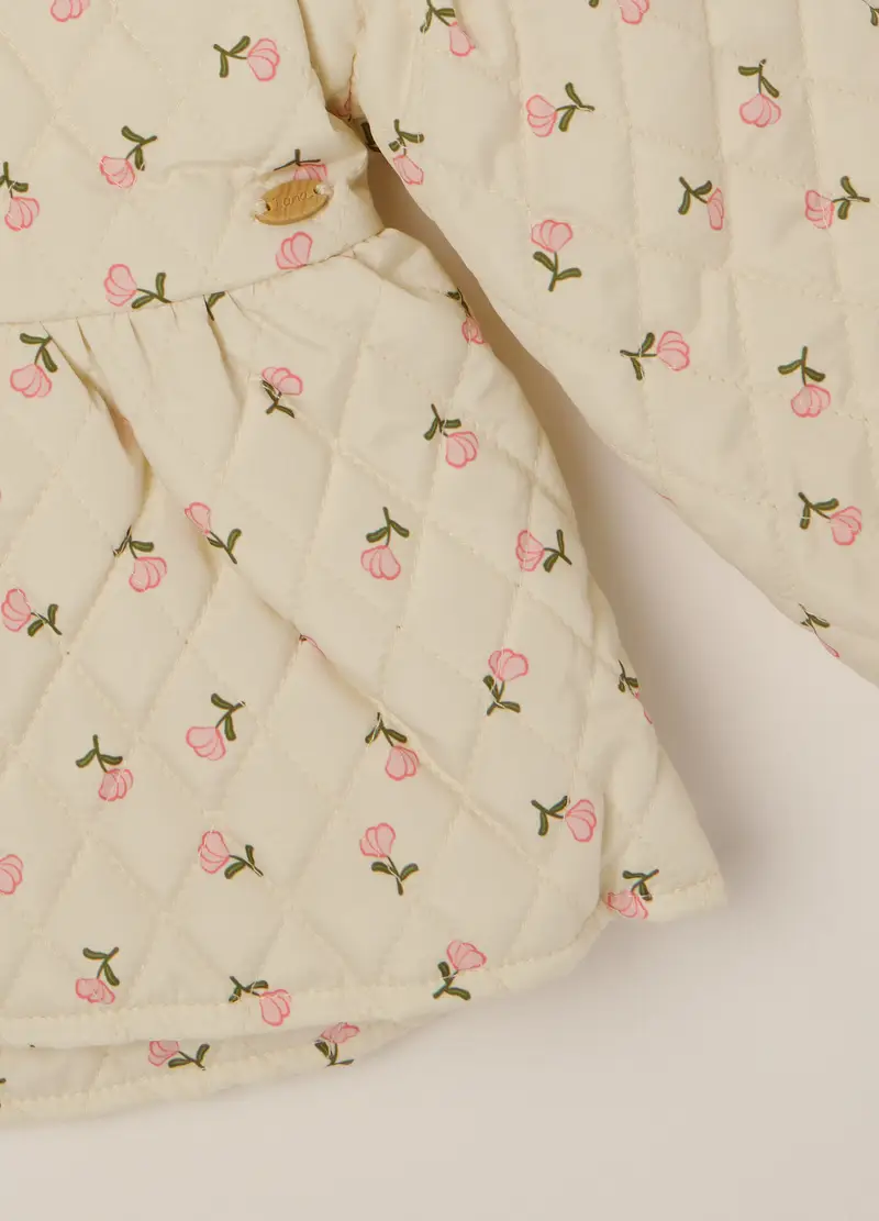Giacca Beige Per Neonata Con Stampa Floreale, Giallo miniatura 3