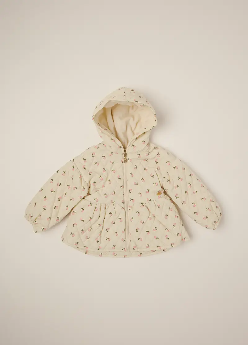 Giacca Beige Per Neonata Con Stampa Floreale, Giallo