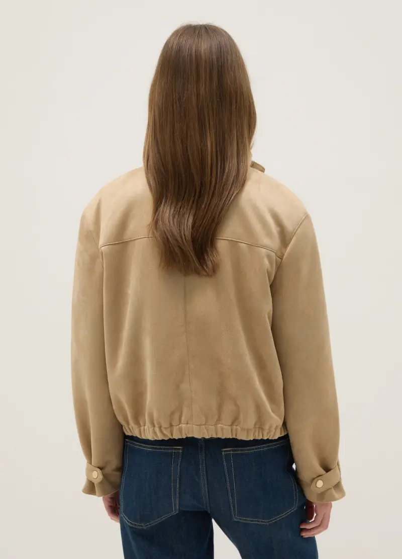 Giacca Beige Regular Fit Con Full Zip, Donna, Beige miniatura 3