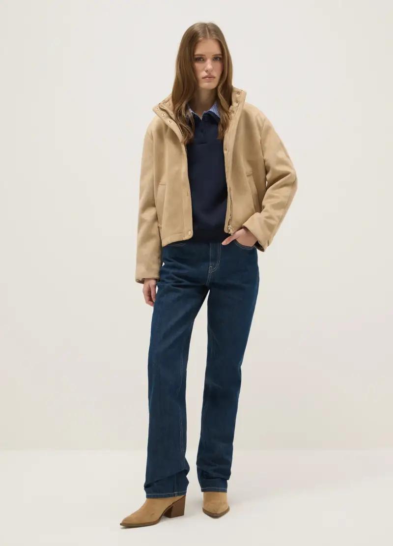 Giacca Beige Regular Fit Con Full Zip, Donna, Beige