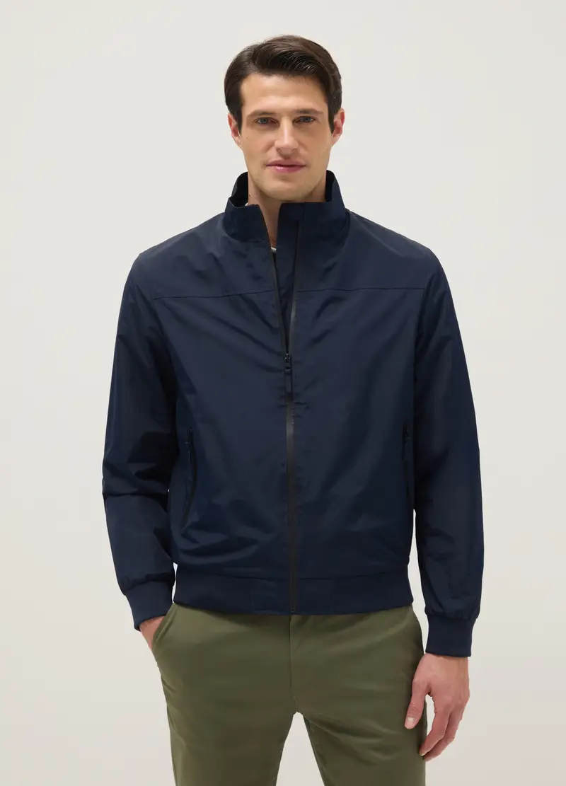 Giacca Bomber Blu Regular Fit Con Zip, Uomo, Blu miniatura 2