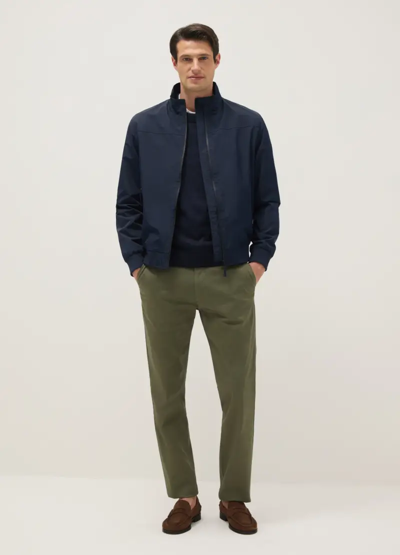 Giacca Bomber Blu Regular Fit Con Zip, Uomo, Blu