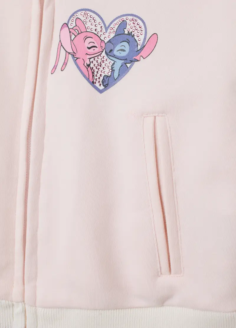 OVS, Giacca Bomber Da Bambina In Cotone Rosa Regular Fit Con Stampa Stitch, Rosa, Taglia: 4-5 miniatura 3