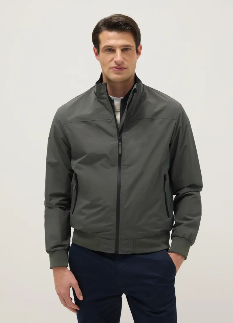 Giacca Bomber Verde Regular Fit Con Zip, Uomo, Verde miniatura 2