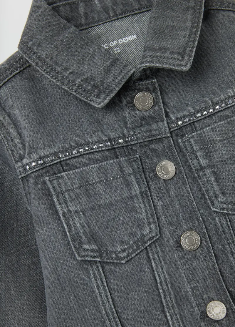 OVS, Giacca Da Bambina In Puro Cotone Grigia Regular Fit Con Dettagli Sfrangiati, Grigio, Taglia: 4-5 miniatura 2