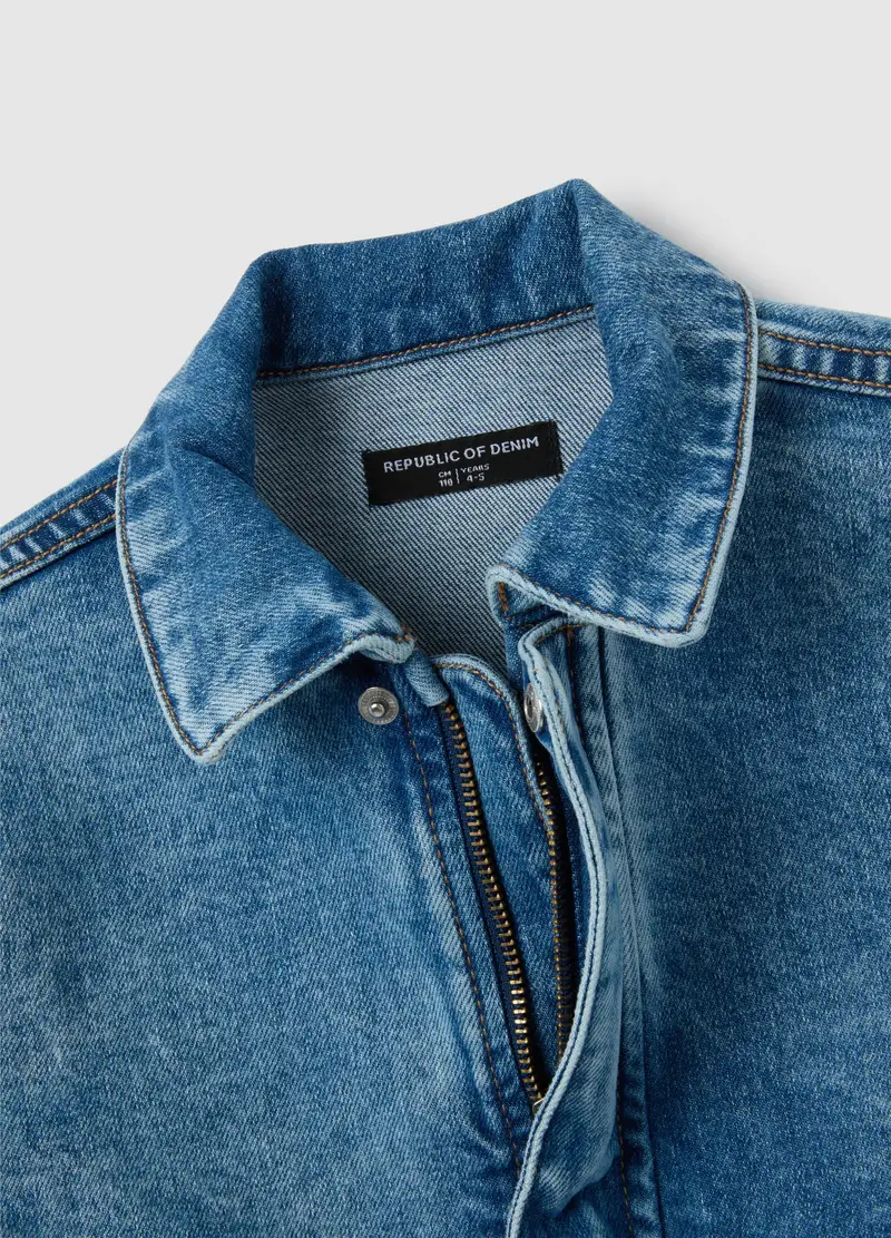 OVS, Giacca Da Bambino In Denim Blu Con Tasche Cargo, Denim, Taglia: 3-4 miniatura 2