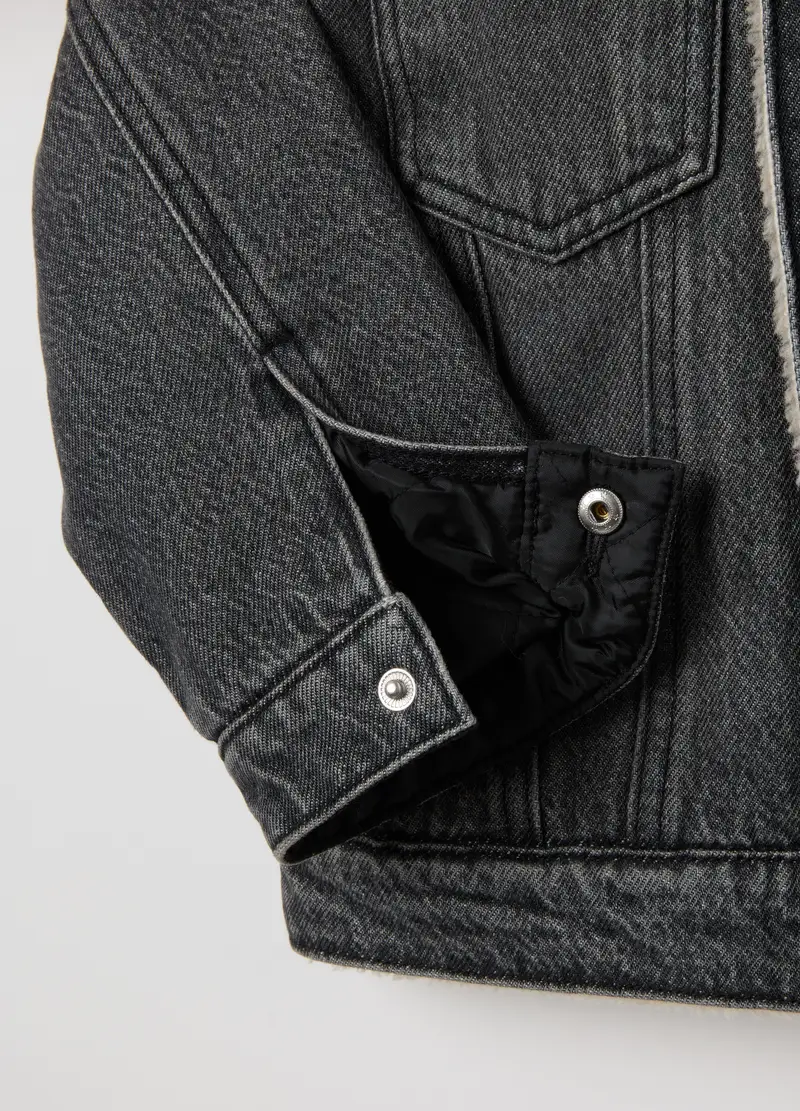 Giacca Da Bambino In Denim Grigia Con Bottoni, Multicolor miniatura 3