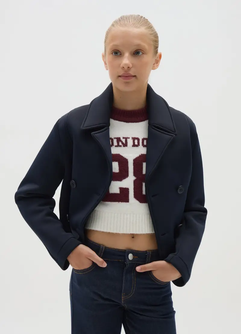 OVS, Giacca Da Ragazza In Tessuto Elasticizzato Blu, Bambina, Blu, Taglia: 10-11