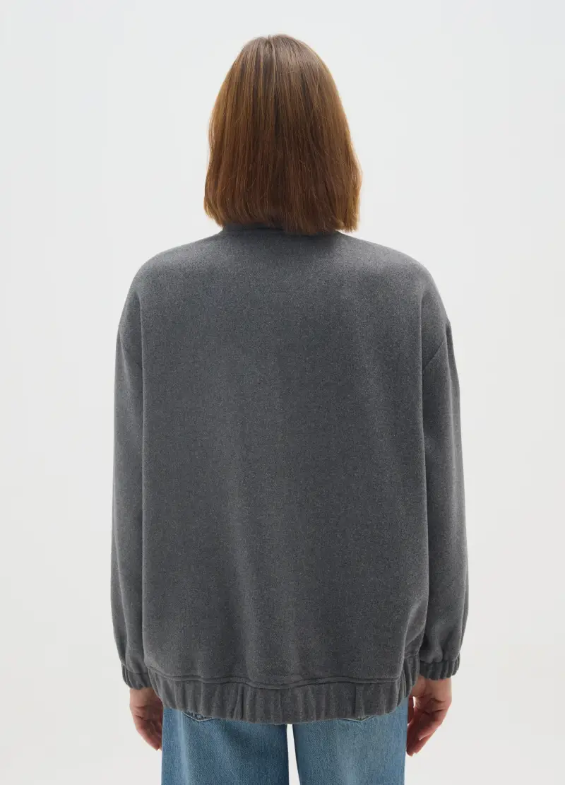 Giacca Grigia Con Zip E Vestibilità Over, Donna, Grigio miniatura 3