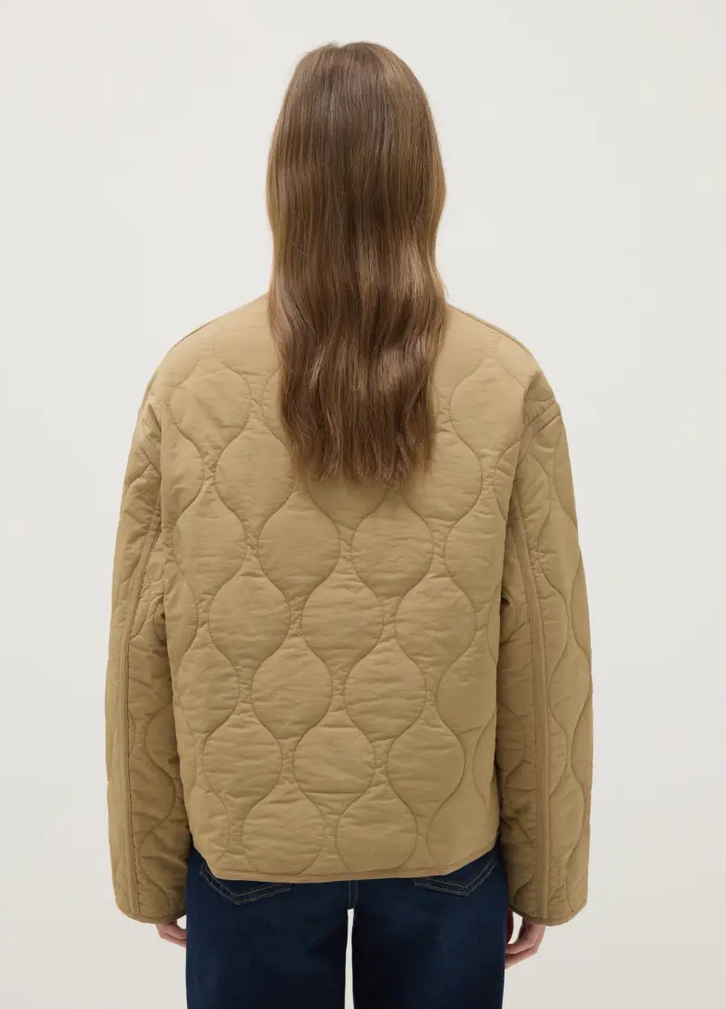 Giacca Imbottita Beige Regular Fit Con Bottoni, Donna, Beige miniatura 3