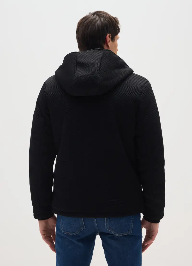 Giacca Imbottita Con Cappuccio Nera Regular Fit Con Zip, Uomo, Nero miniatura 3