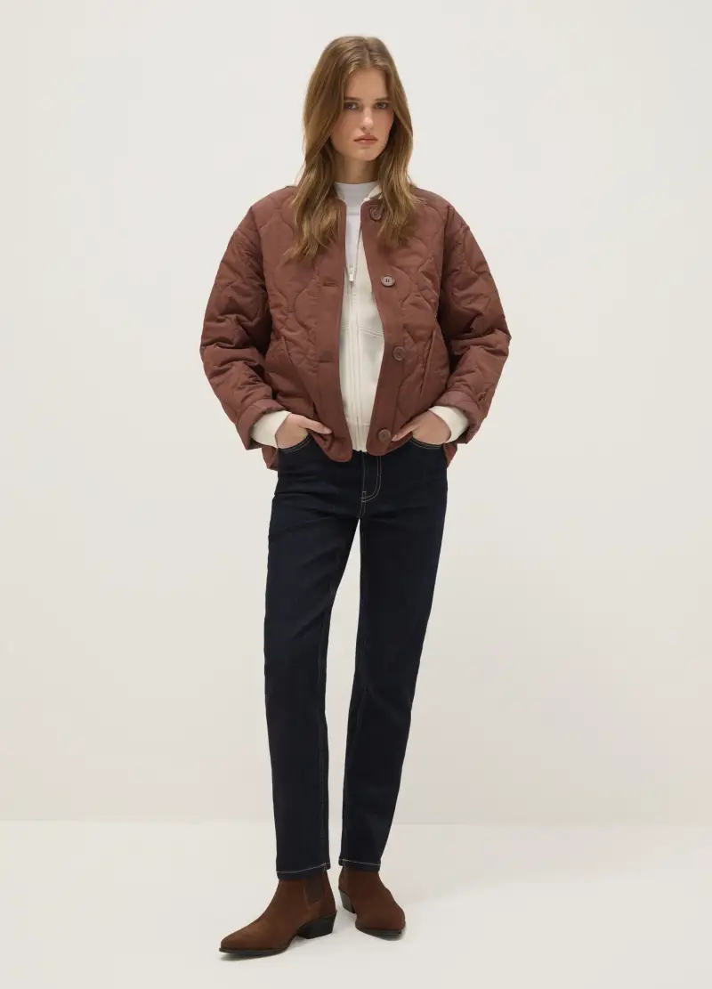 Giacca Imbottita Marrone Regular Fit Con Bottoni, Donna, Marrone