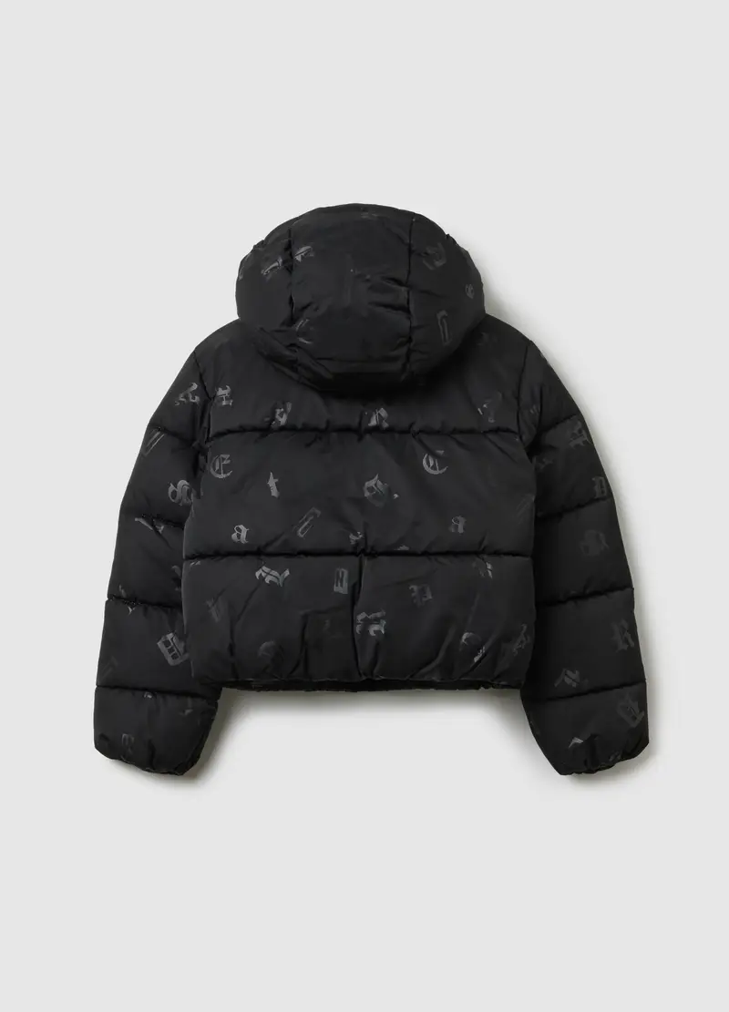 Giacca Imbottita Nera Da Ragazza Con Cappuccio, Bambina, Nero miniatura 2