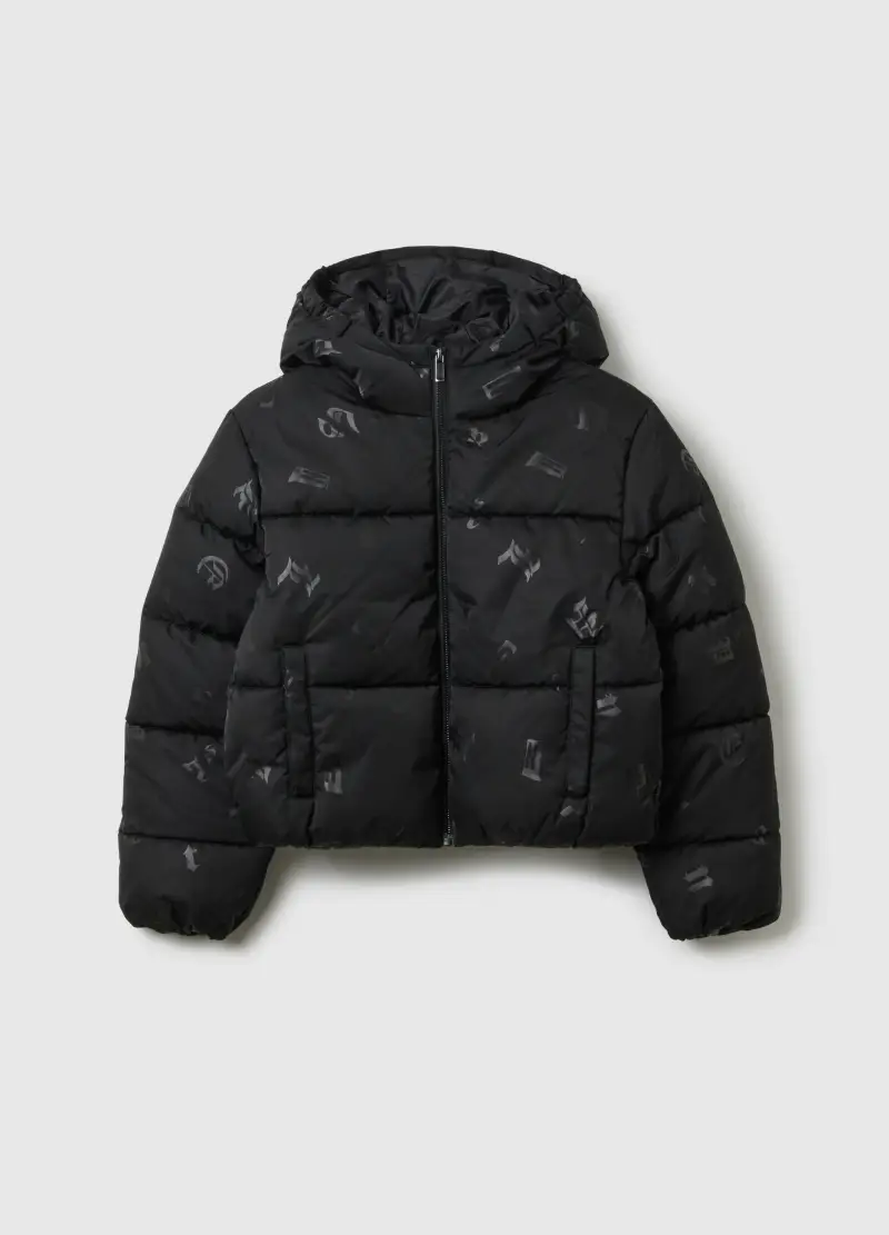 Giacca Imbottita Nera Da Ragazza Con Cappuccio, Bambina, Nero