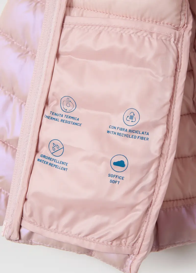 OVS, Giacca Imbottita Rosa Da Bambina Con Cappuccio, Rosa, Taglia: 12-18 miniatura 3
