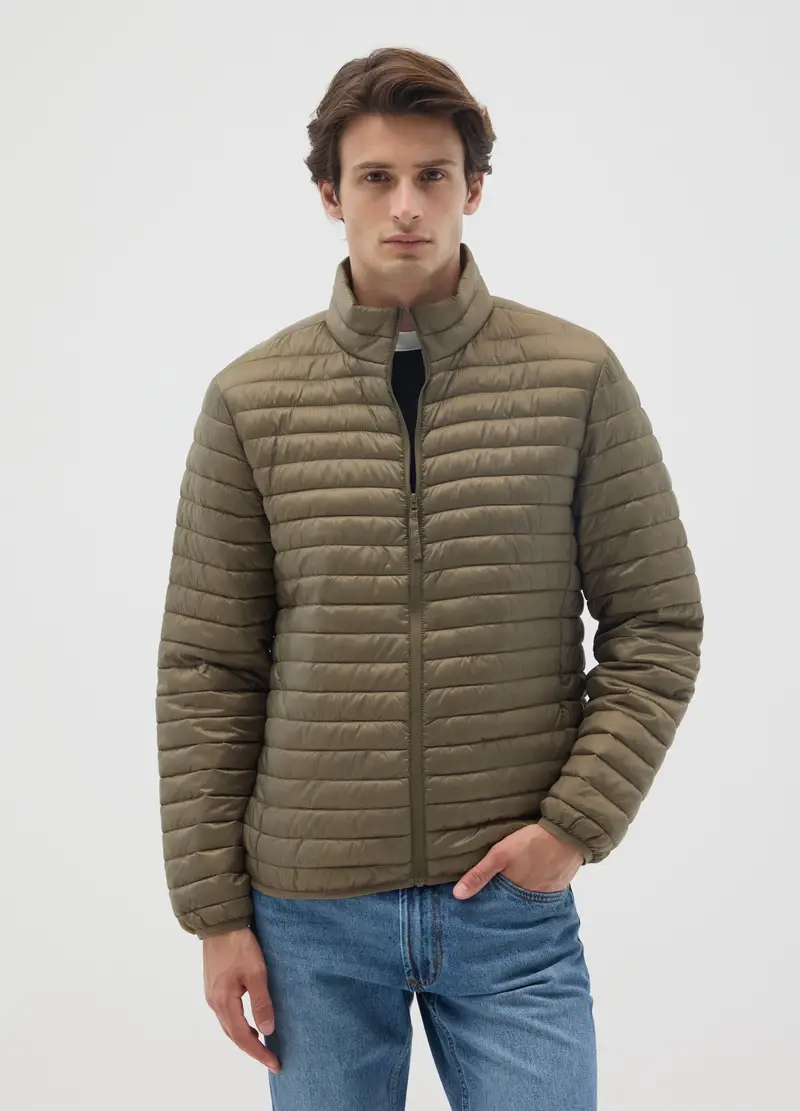 Giacca Imbottita Verde Militare In Tessuto Trapuntato Regular Fit, Uomo, Verde miniatura 2