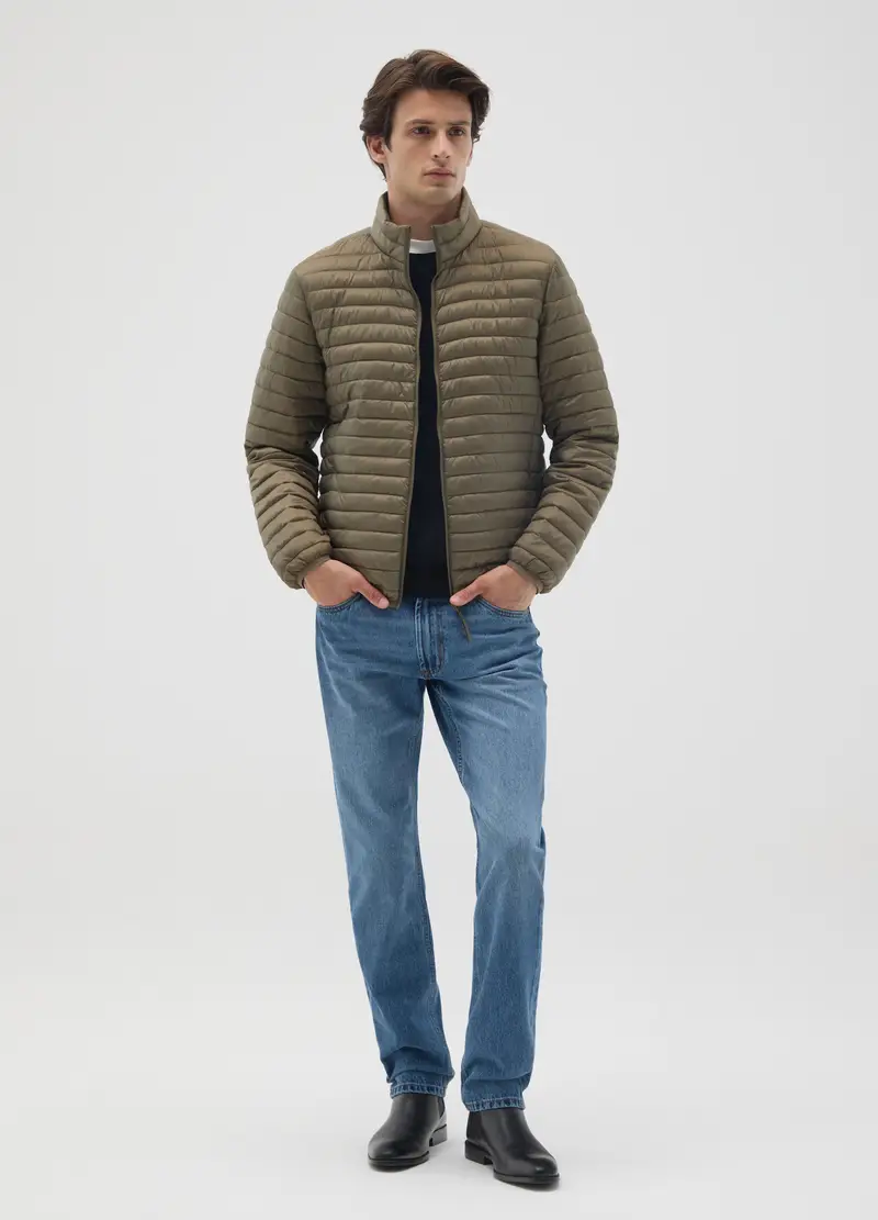 Giacca Imbottita Verde Militare In Tessuto Trapuntato Regular Fit, Uomo, Verde