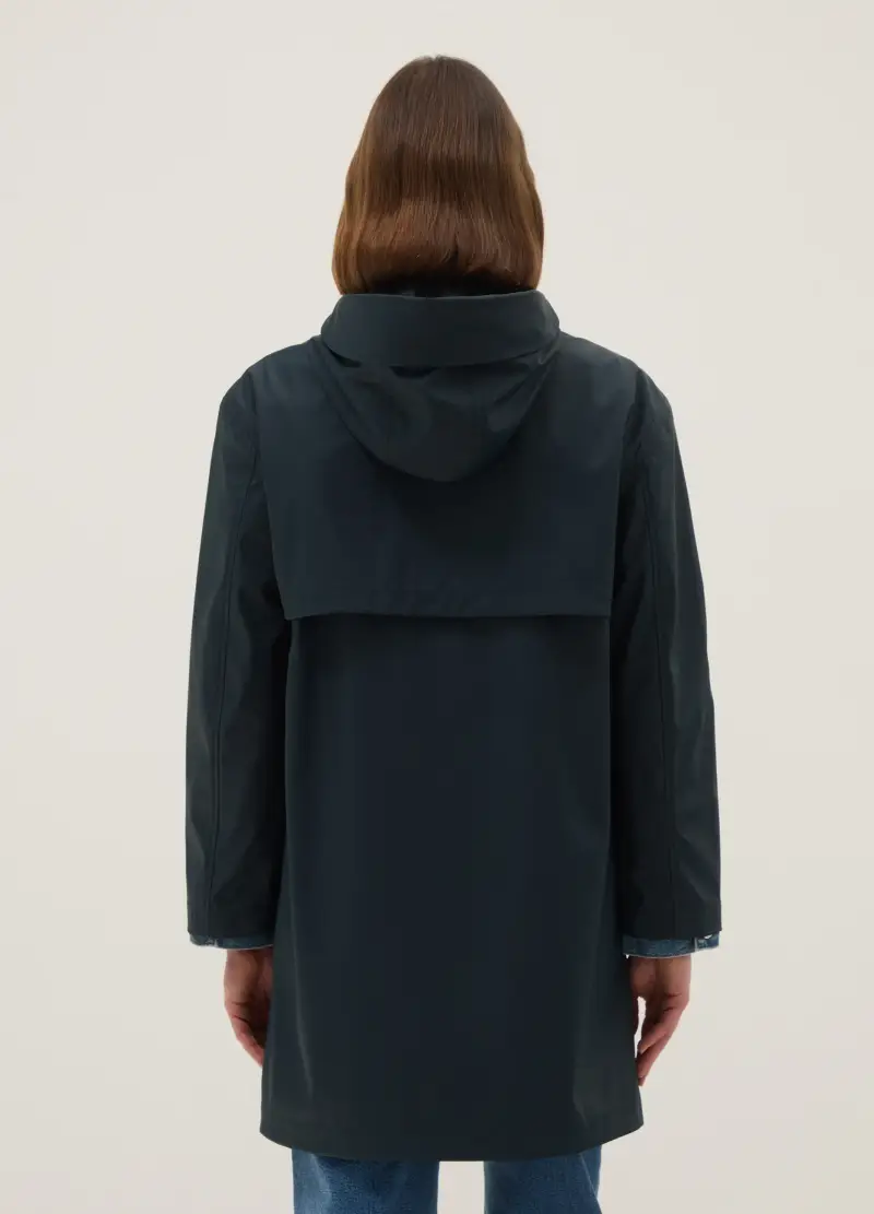 Giacca Impermeabile Blu Con Cappuccio Regular Fit, Donna, Blu miniatura 3