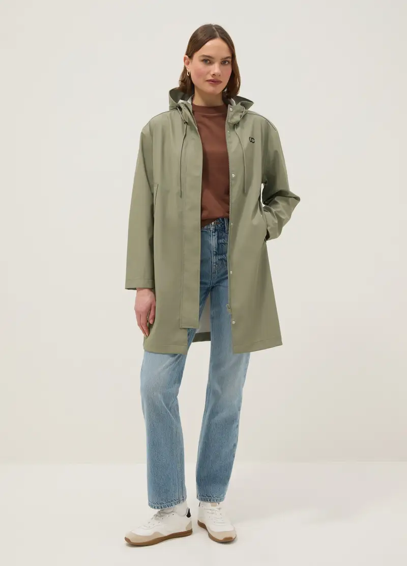 Giacca Impermeabile Verde Con Cappuccio Regular Fit, Donna, Verde miniatura 2