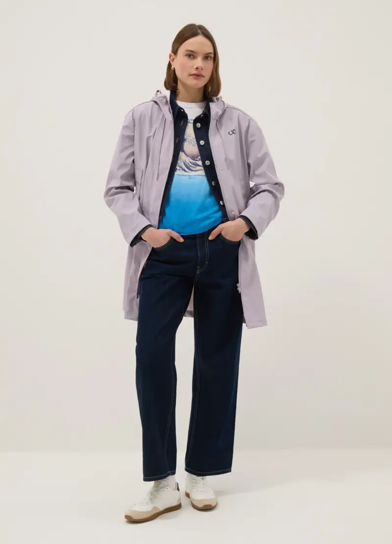 Giacca Impermeabile Viola Con Cappuccio Regular Fit, Donna, Viola