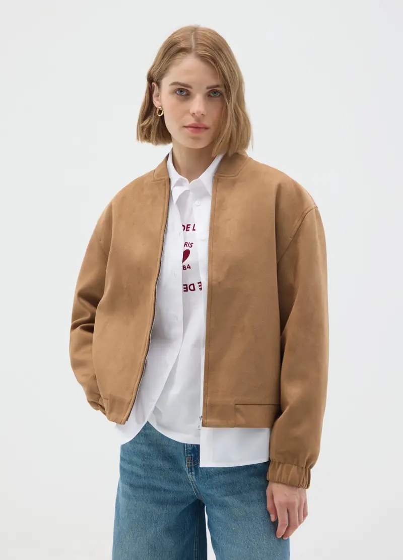 OVS , Giacca In Camoscio Marrone Regular Fit, Donna, Marrone, Taglia: XS