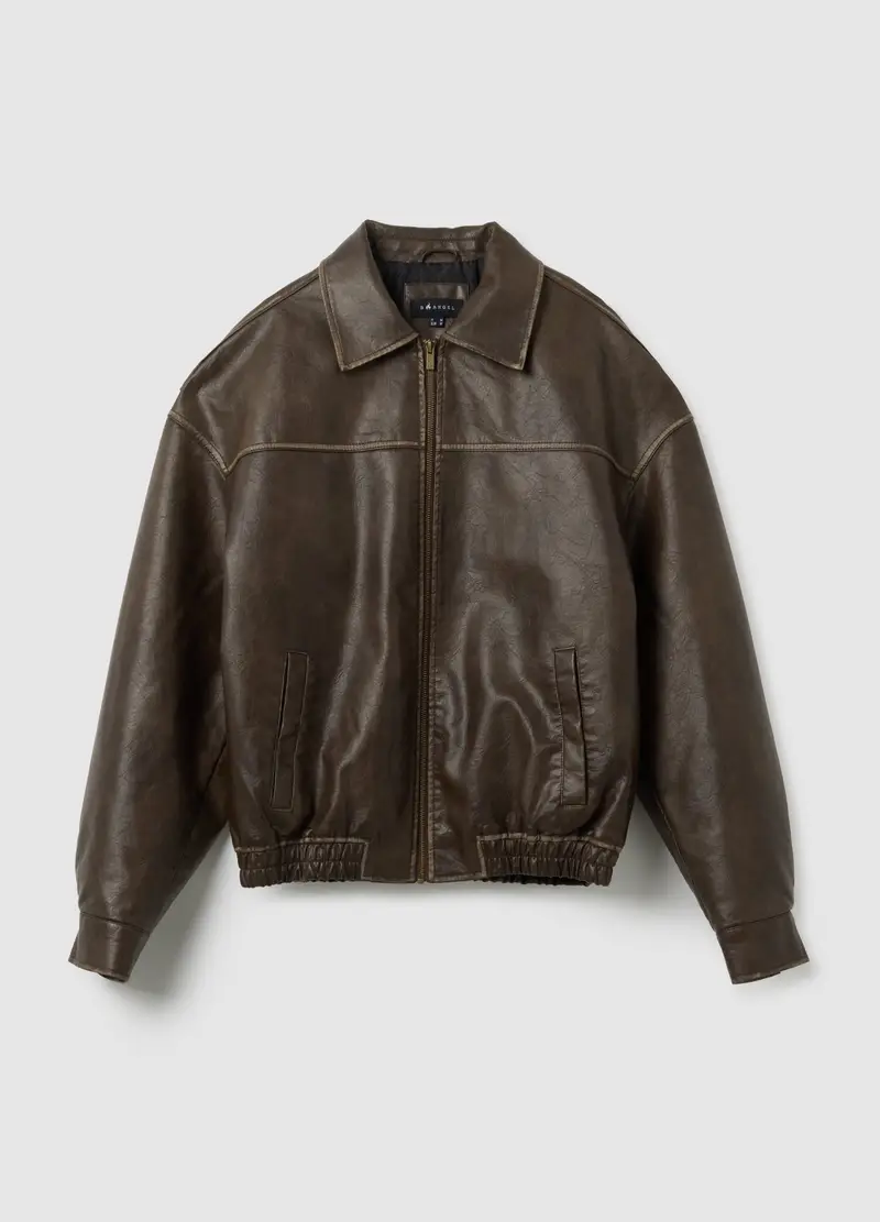 OVS, Giacca In Finta Pelle Marrone Regular Fit, Uomo, Marrone, Taglia: XS