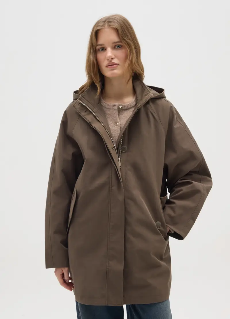 Giacca In Misto Cotone Marrone Regular Fit, Donna, Marrone miniatura 2