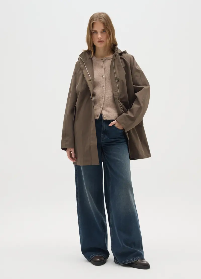 Giacca In Misto Cotone Marrone Regular Fit, Donna, Marrone