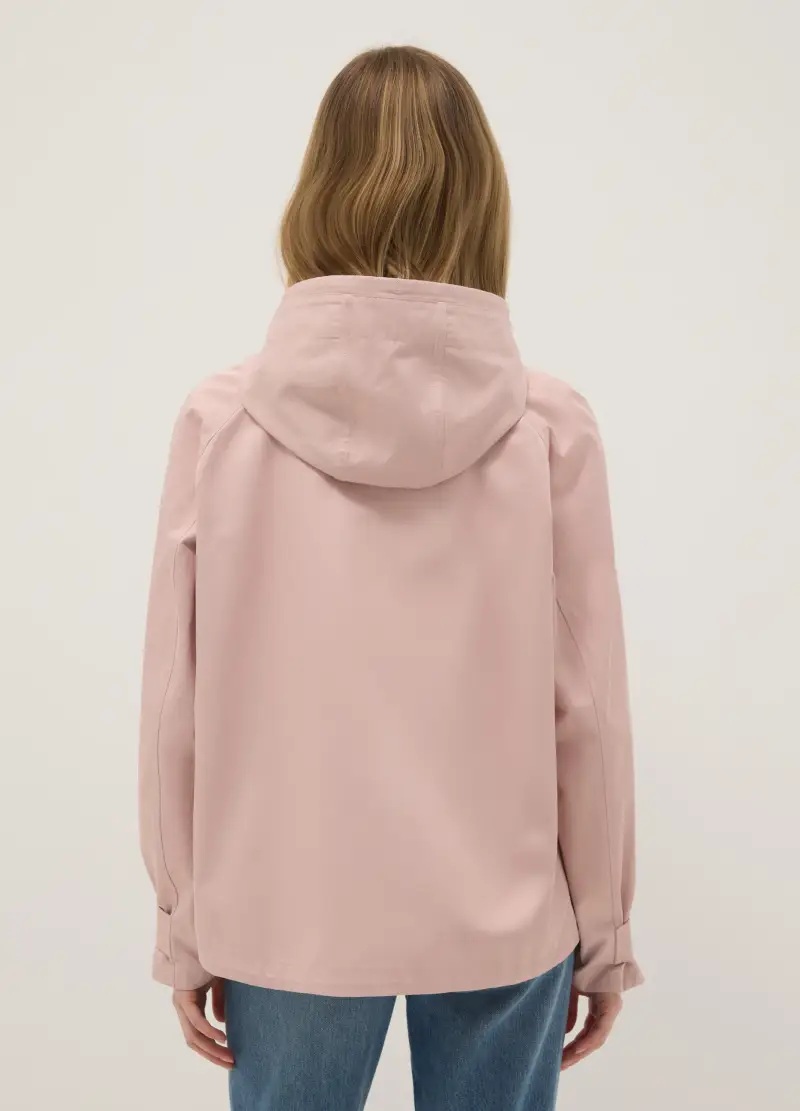 Giacca In Misto Cotone Rosa Regular Fit Con Zip E Cappuccio, Donna, Rosa miniatura 3