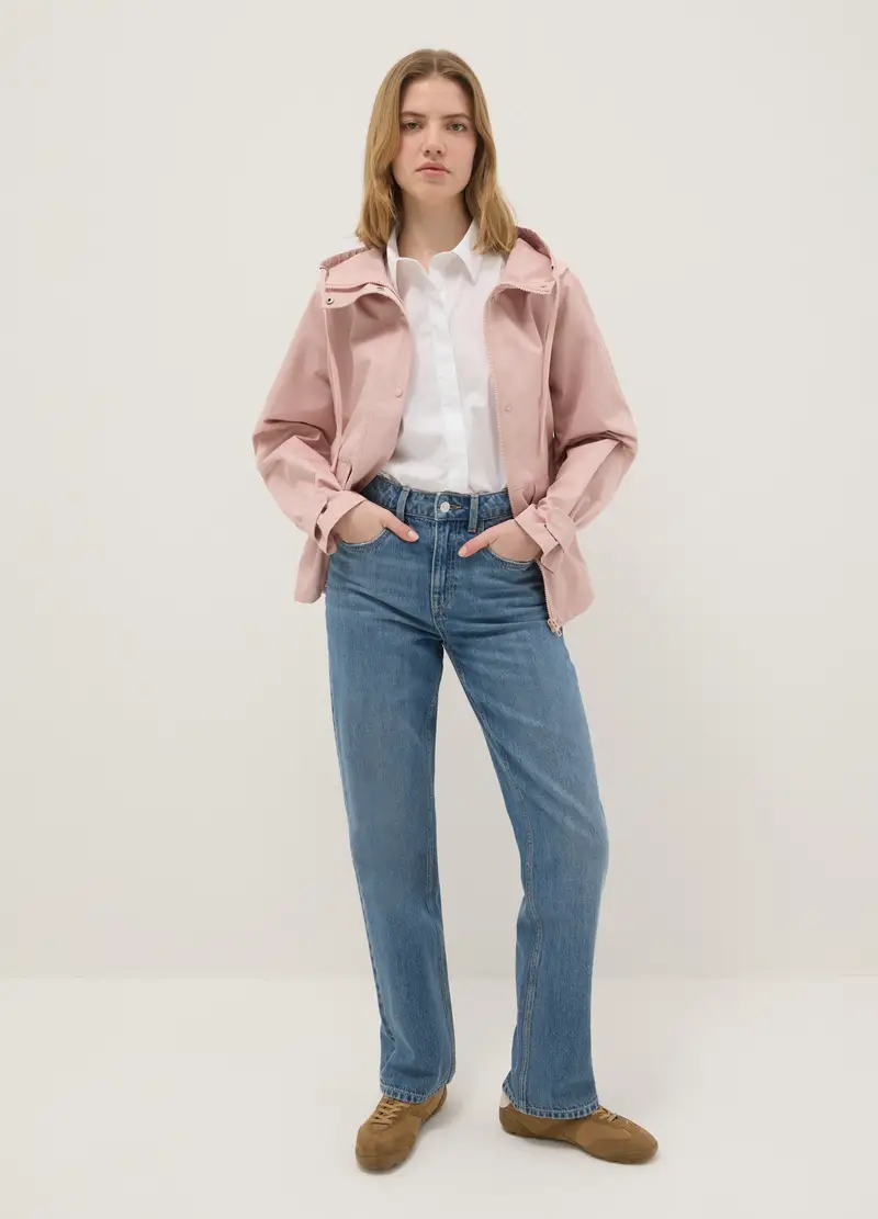 Giacca In Misto Cotone Rosa Regular Fit Con Zip E Cappuccio, Donna, Rosa