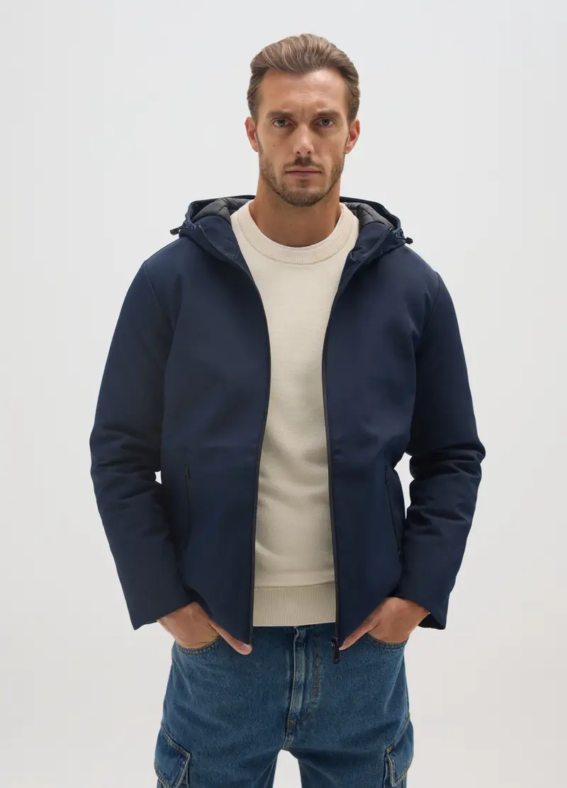 Giacca In Tessuto Elasticizzato Blu Regular Fit, Uomo, Blu