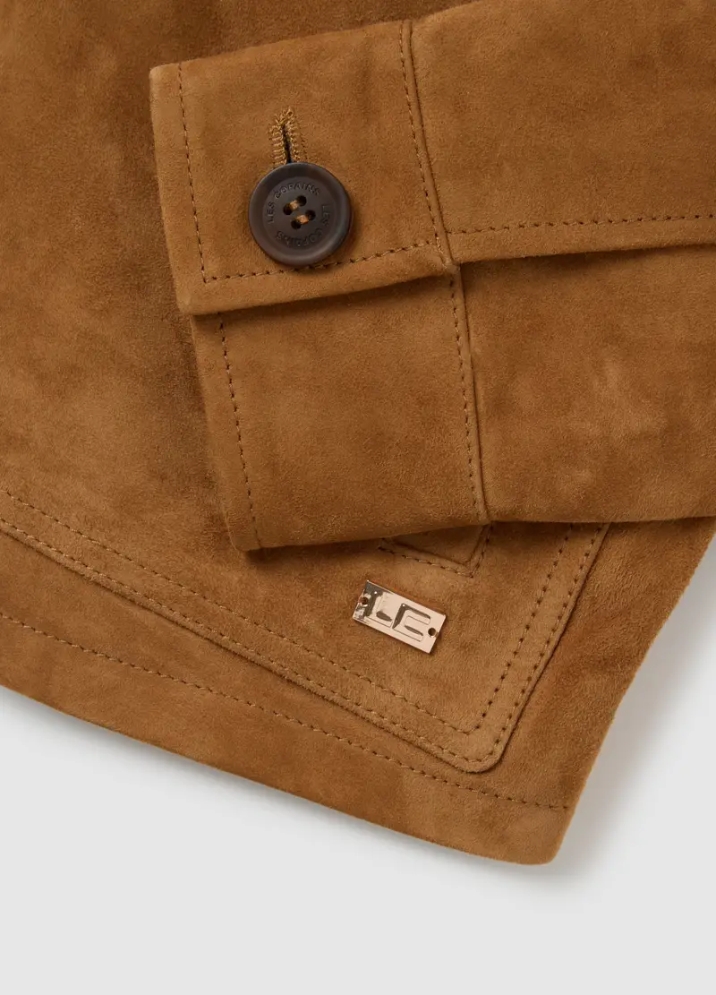 Giacca In Vera Pelle Con Bottoni E Tasche Ampie, Donna, Marrone miniatura 2