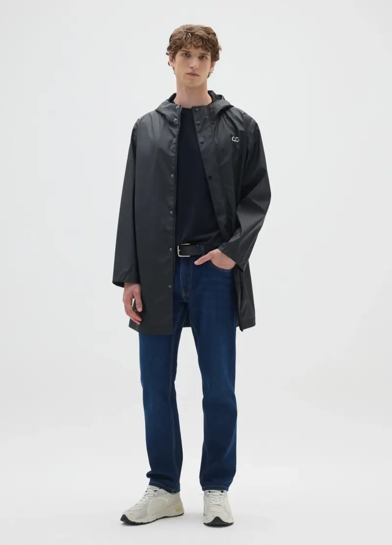 Giacca Leggera Impermeabile Nera Regular Fit, Uomo, Nero miniatura 2