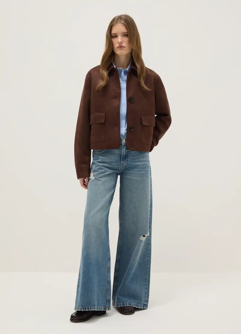 Giacca Marrone Regular Fit Con Bottoni E Tasche, Donna, Marrone