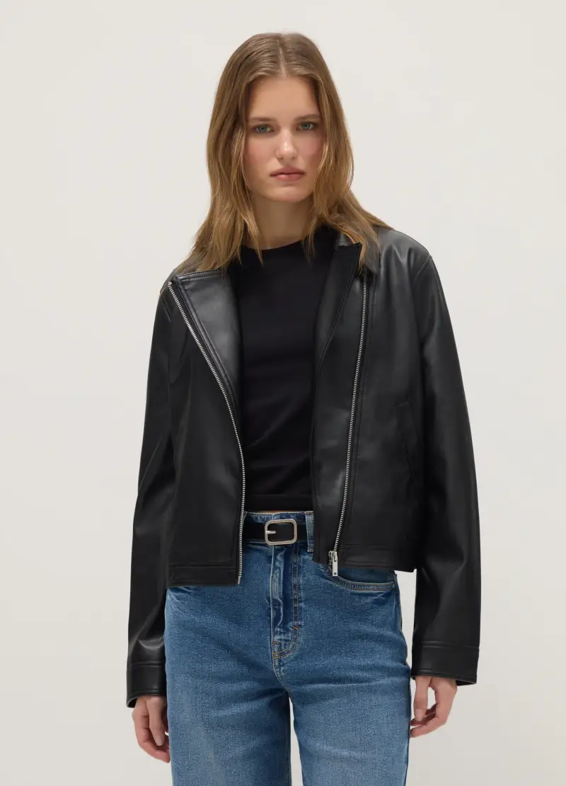 Giacca Nera Regular Fit Full Zip, Donna, Nero