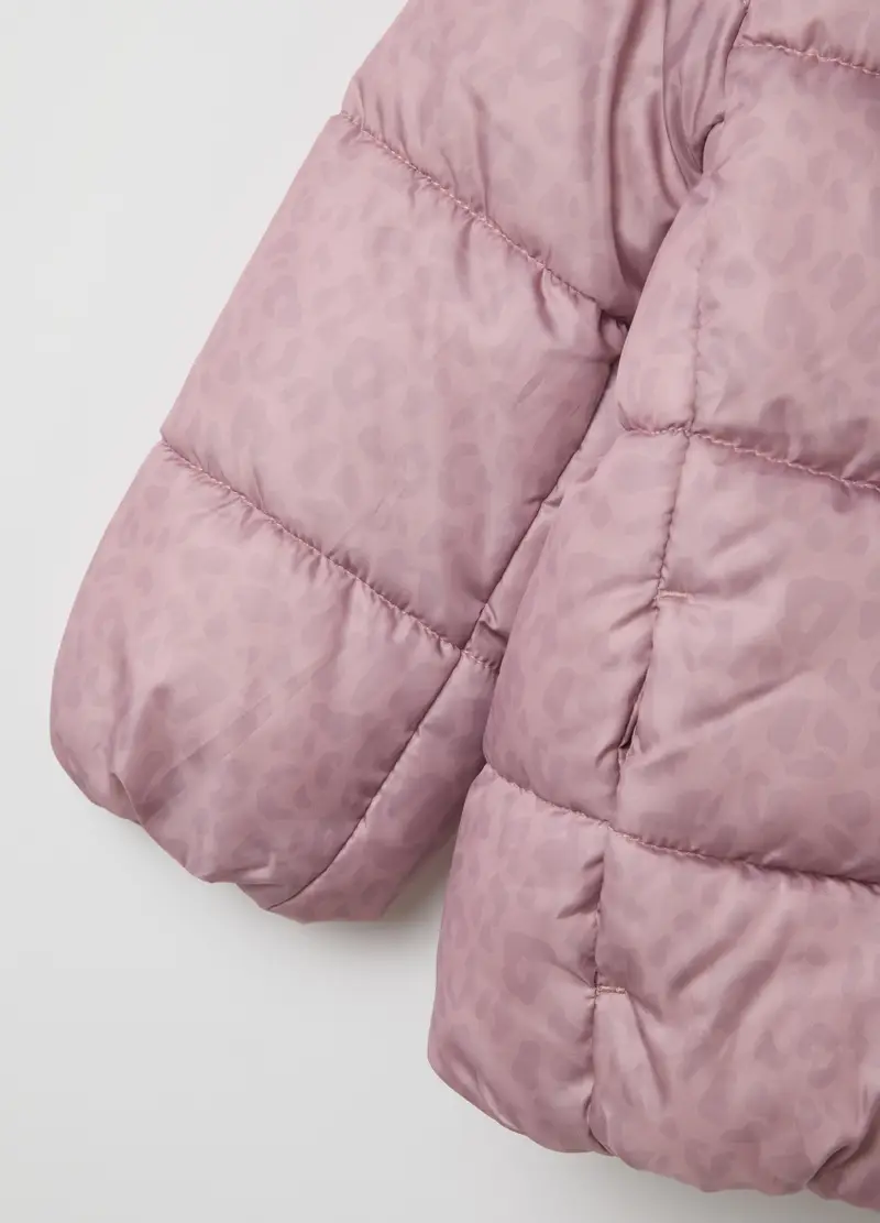 Giacca Rosa Imbottita Da Bambina In Tessuto Con Zip E Bottoni, Rosa miniatura 3