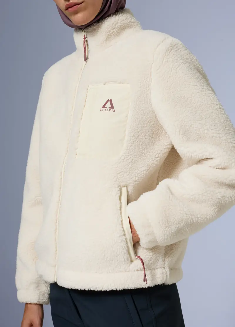 Giacca Sherpa Full Zip Altavia With Deborah Compagnoni, Donna, Bianco miniatura 3