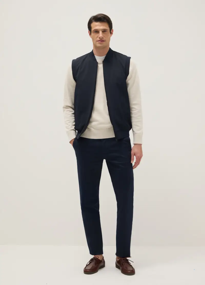 Gilet Blu Regular Fit Con Zip Integrale, Uomo, Blu