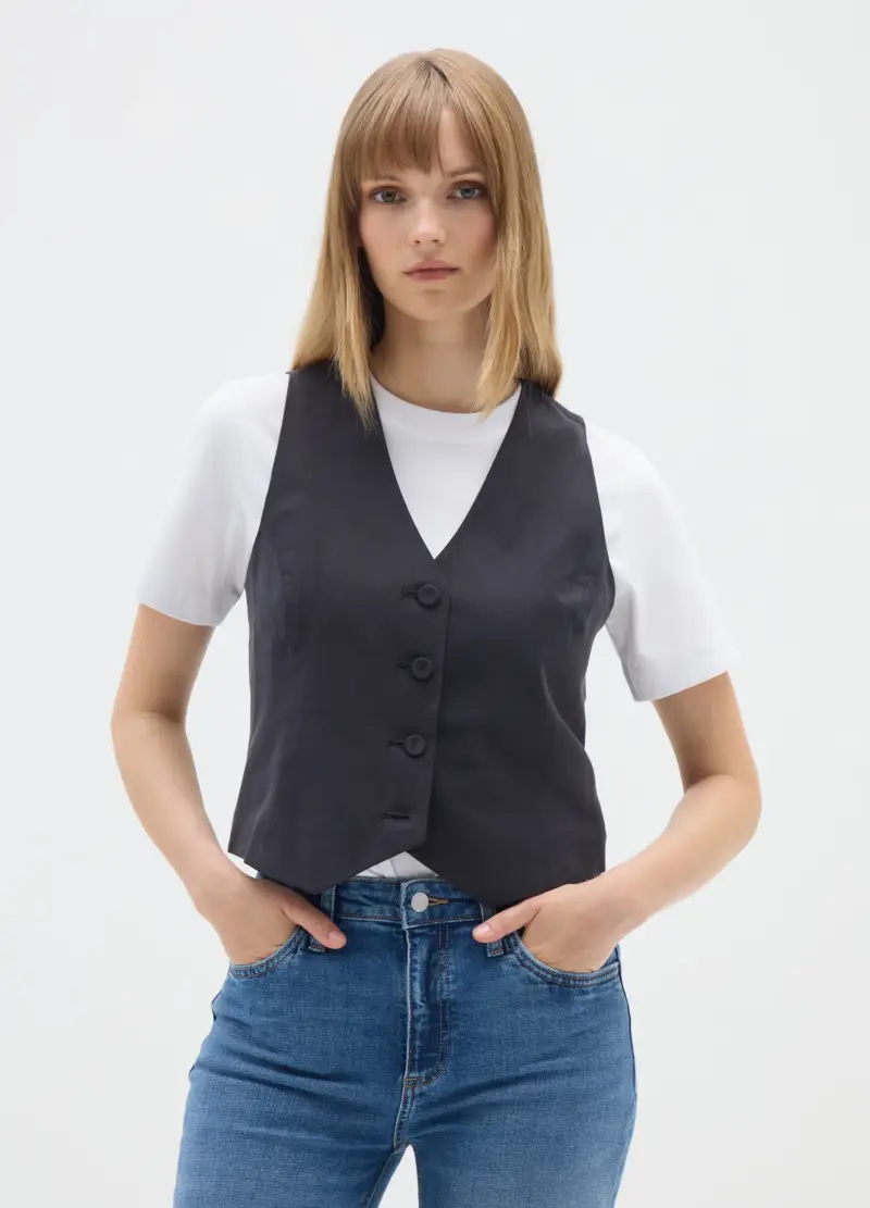 Gilet Nero Vestibilità Slim, Donna, Nero