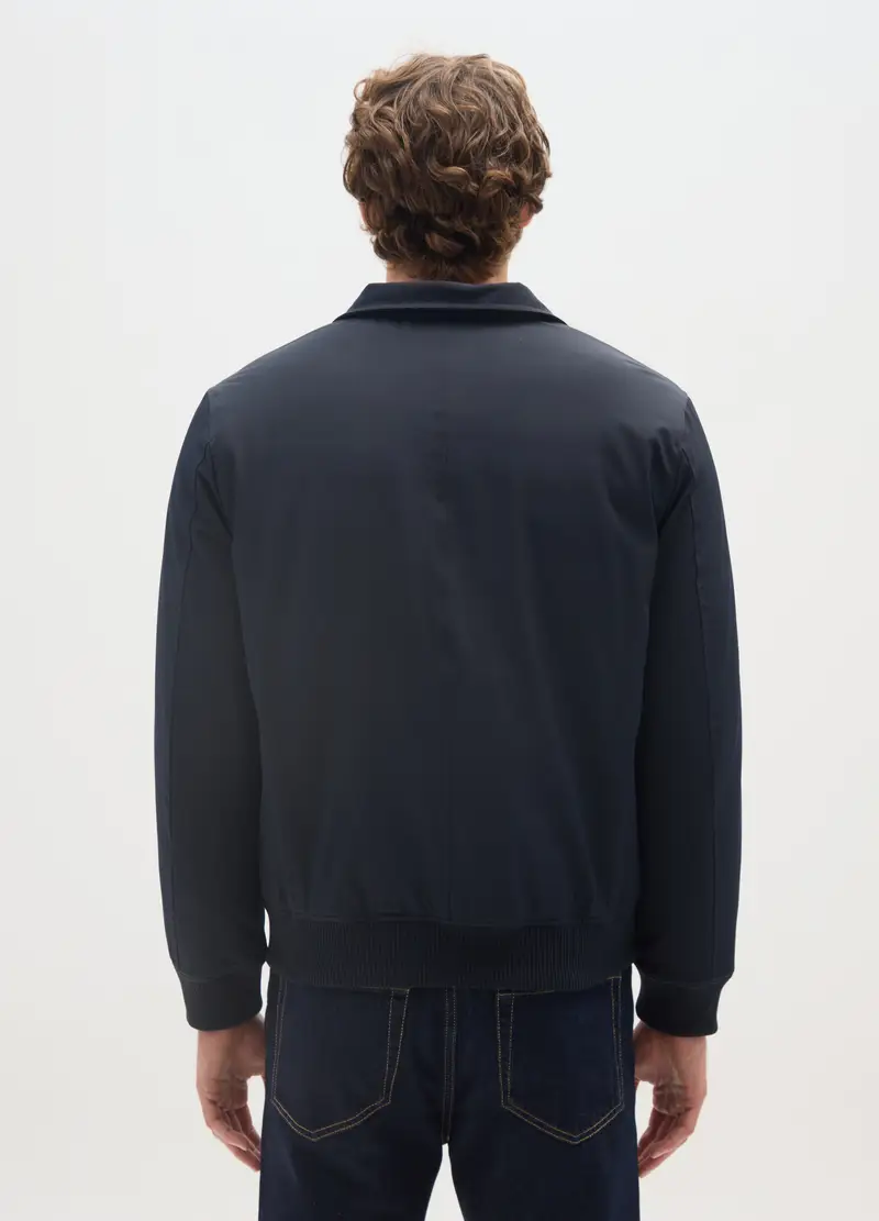 , Giubbotto Bomber Blu Con Zip, Uomo, Blu miniatura 3