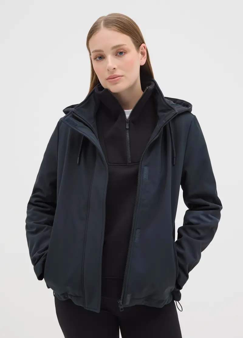 , Giubbotto Con Cappuccio Blu Regular Fit E Zip, Donna, Blu miniatura 2