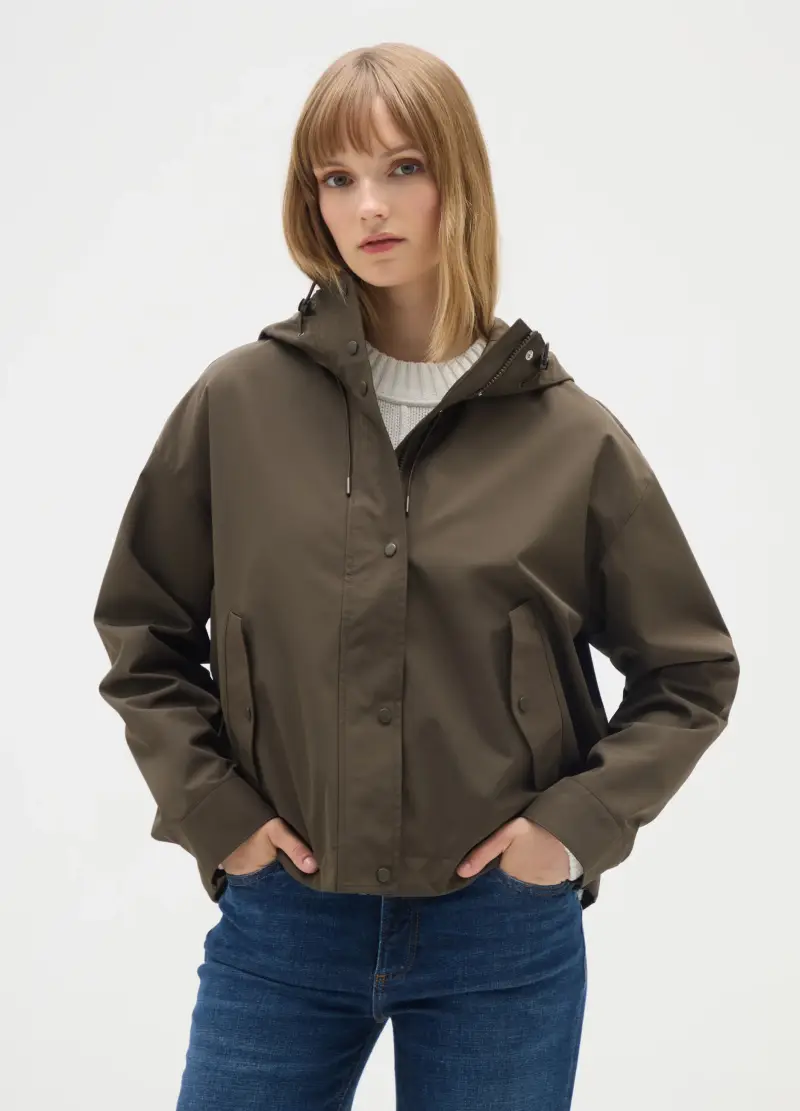 Giubbotto Impermeabile In Tessuto Marrone Regular Fit, Donna, Marrone miniatura 2