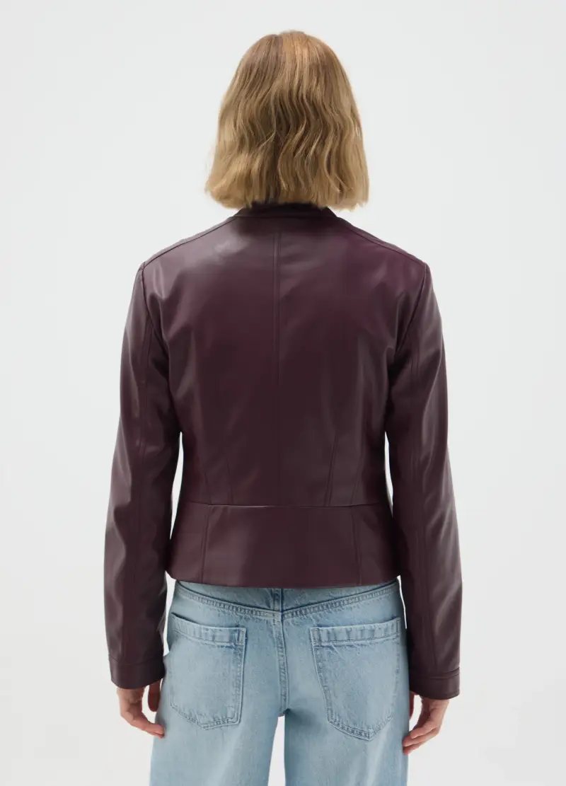 Giubbotto In Tessuto Marrone Slim Fit, Donna, Marrone miniatura 3