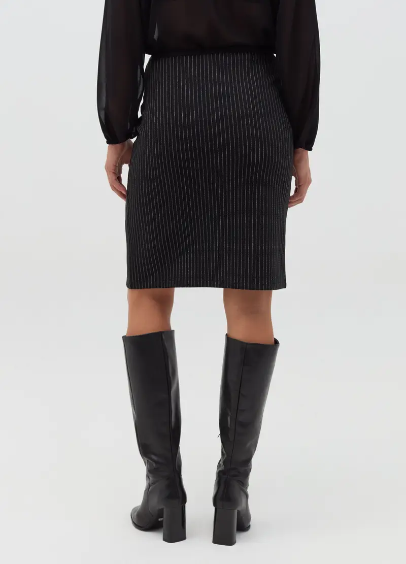 Gonna A Tubo Con Spacco, Donna, Nero miniatura 3