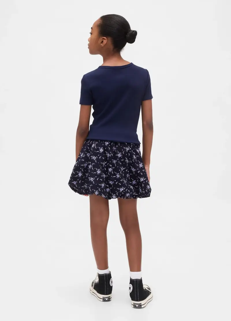 Gonna Blu In Cotone Con Fiori, Bambina, Nero miniatura 2