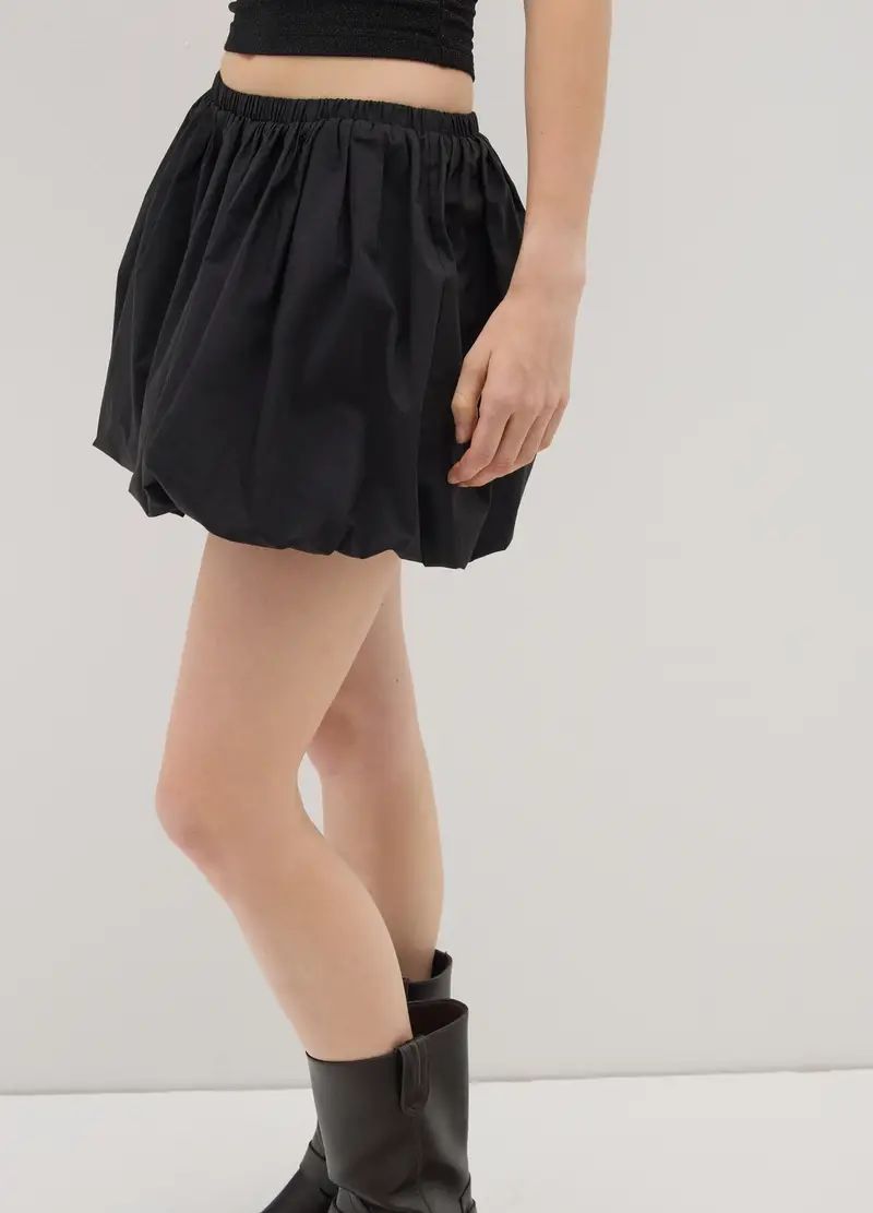 OVS, Gonna In Misto Cotone Nero A Palloncino, Donna, Nero, Taglia: XS miniatura 3