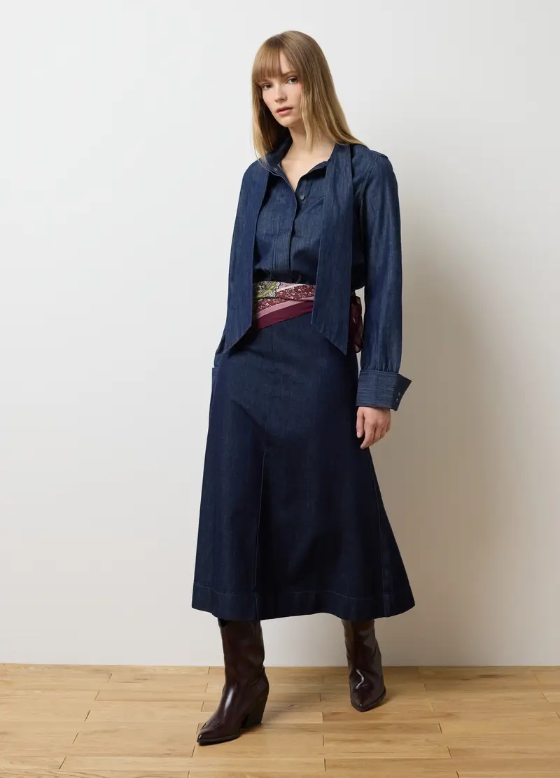 Gonna In Puro Cotone Blu Regular Fit, Donna, Blu