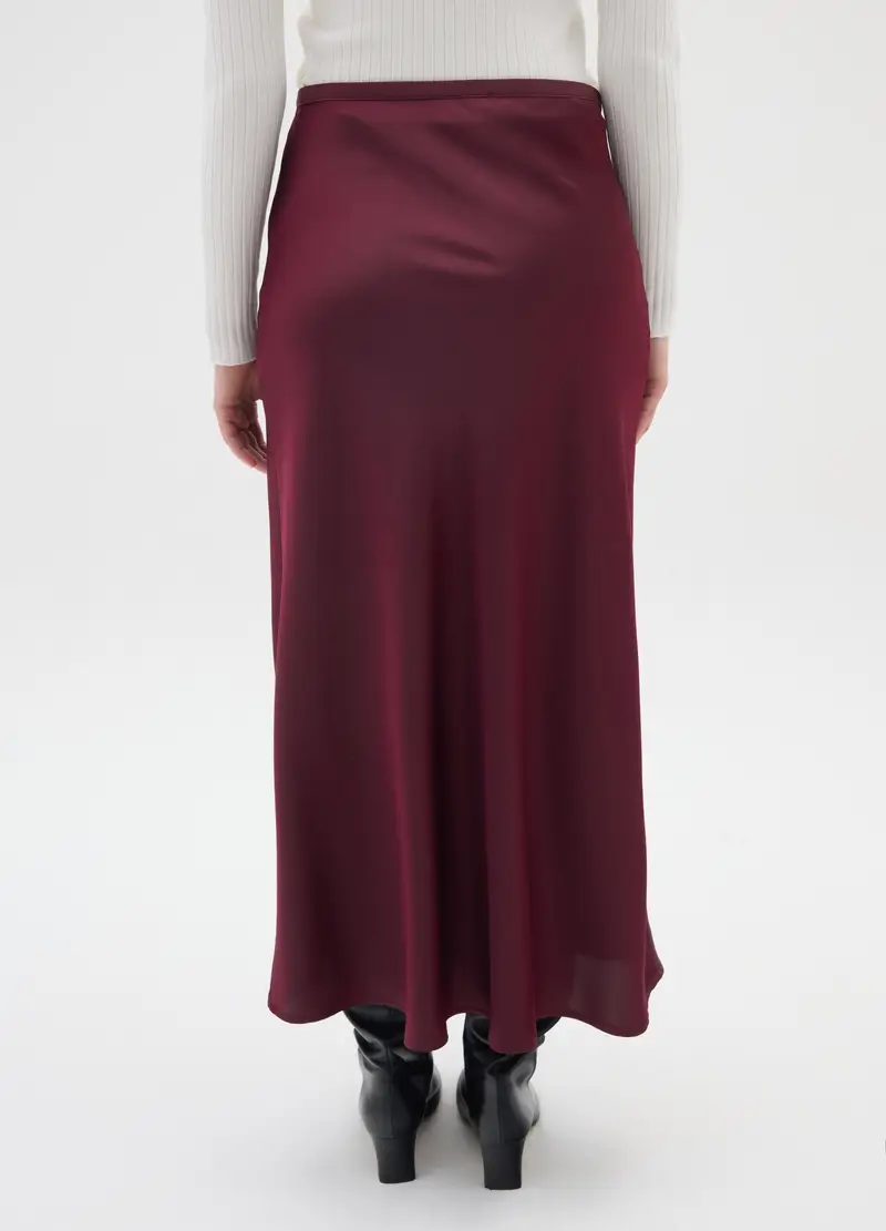 Gonna Lunga In Satin Bordeaux Regular Fit, Donna, Rosso miniatura 3